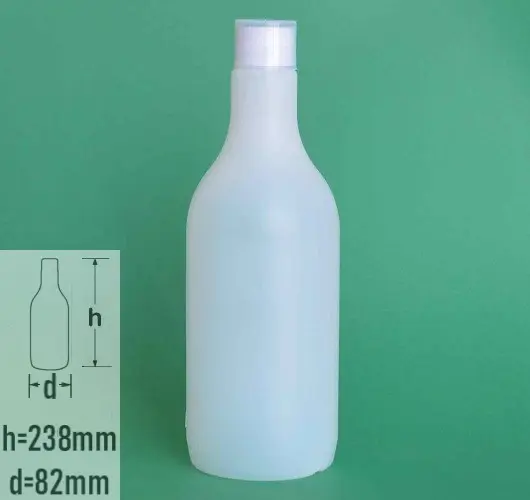 Sticla plastic 750ml culoare semitransparent cu capac standard alb cu dozator suprapus